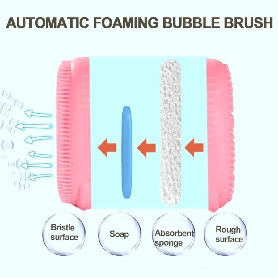 Bubble Bath Brush – Double-sided Silicone Body Brush With Quick Foaming Sponge, Gentle Exfoliation & Massage For All Skin Types